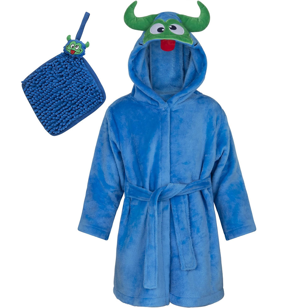 Baby Bathrobe Set for Boys, Toddler Bathrobe with Hood, Matching Baby Washcloth,