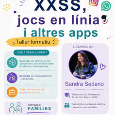 La xerrada anirà a càrrec de Sandra Sedano, professora de la UIB i especialista en educació afectiva i ús de pantalles.