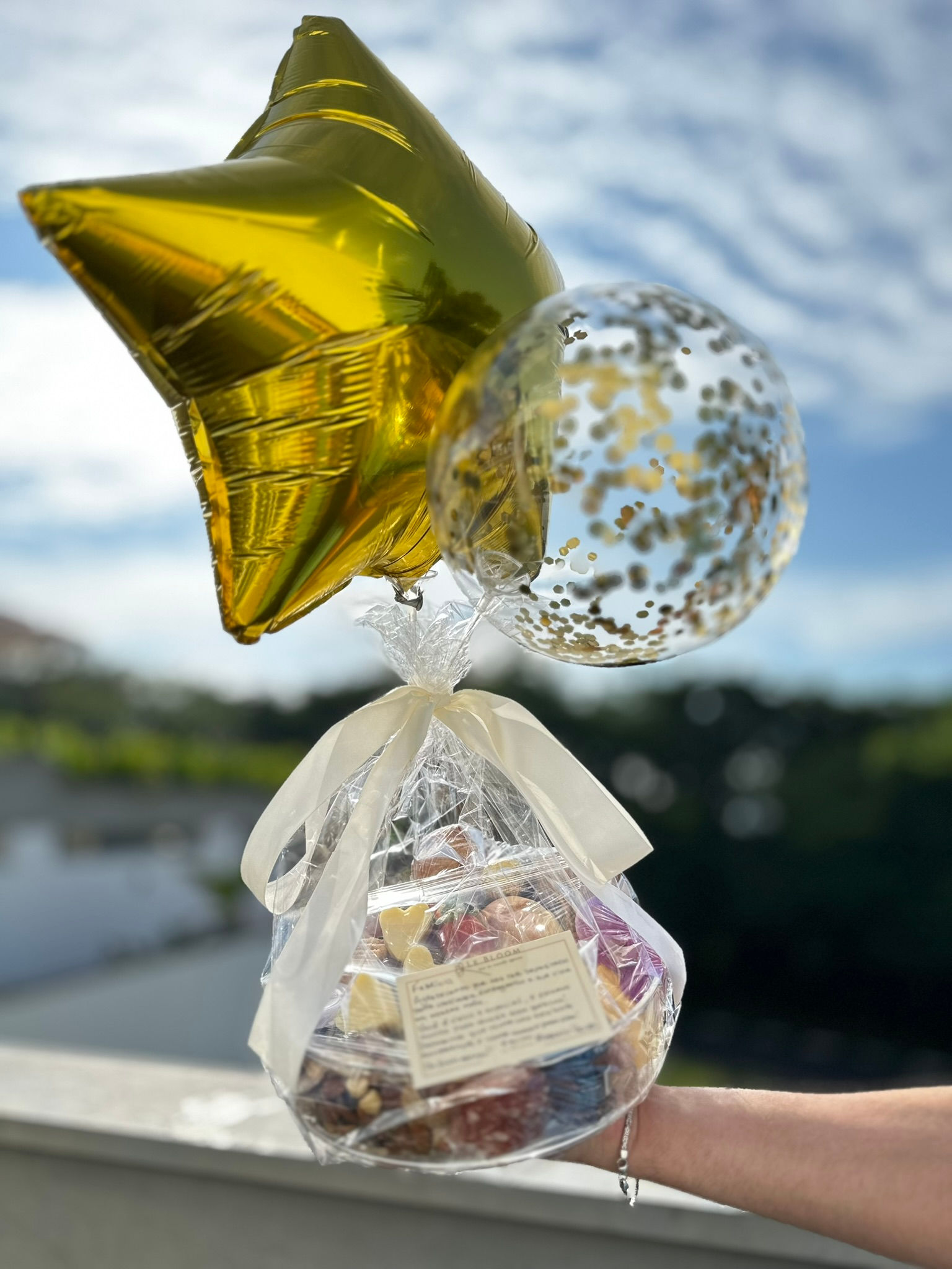 Balão Estrela + Balão Bubble - Dourado