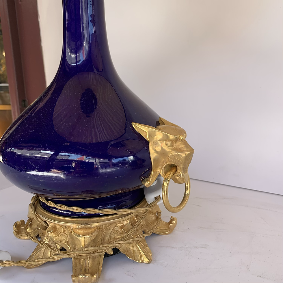 Thumbnail: Pair of blue sevres porcelain lamps