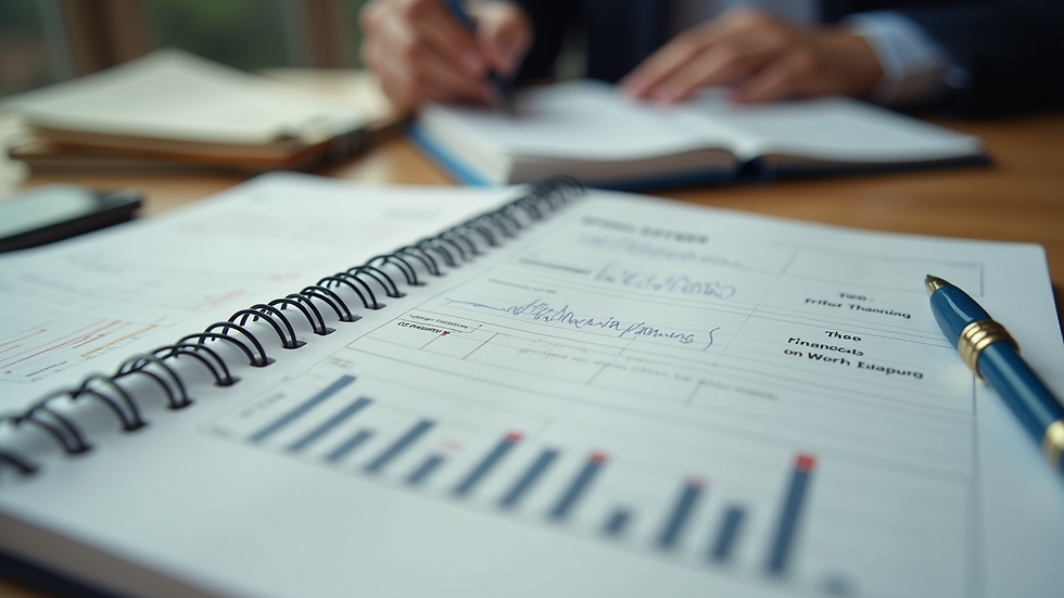 Eye-level view of a notebook with financial planning notes