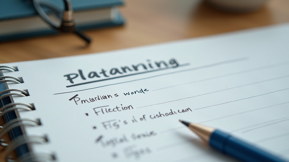 Close-up view of a notebook with financial planning notes