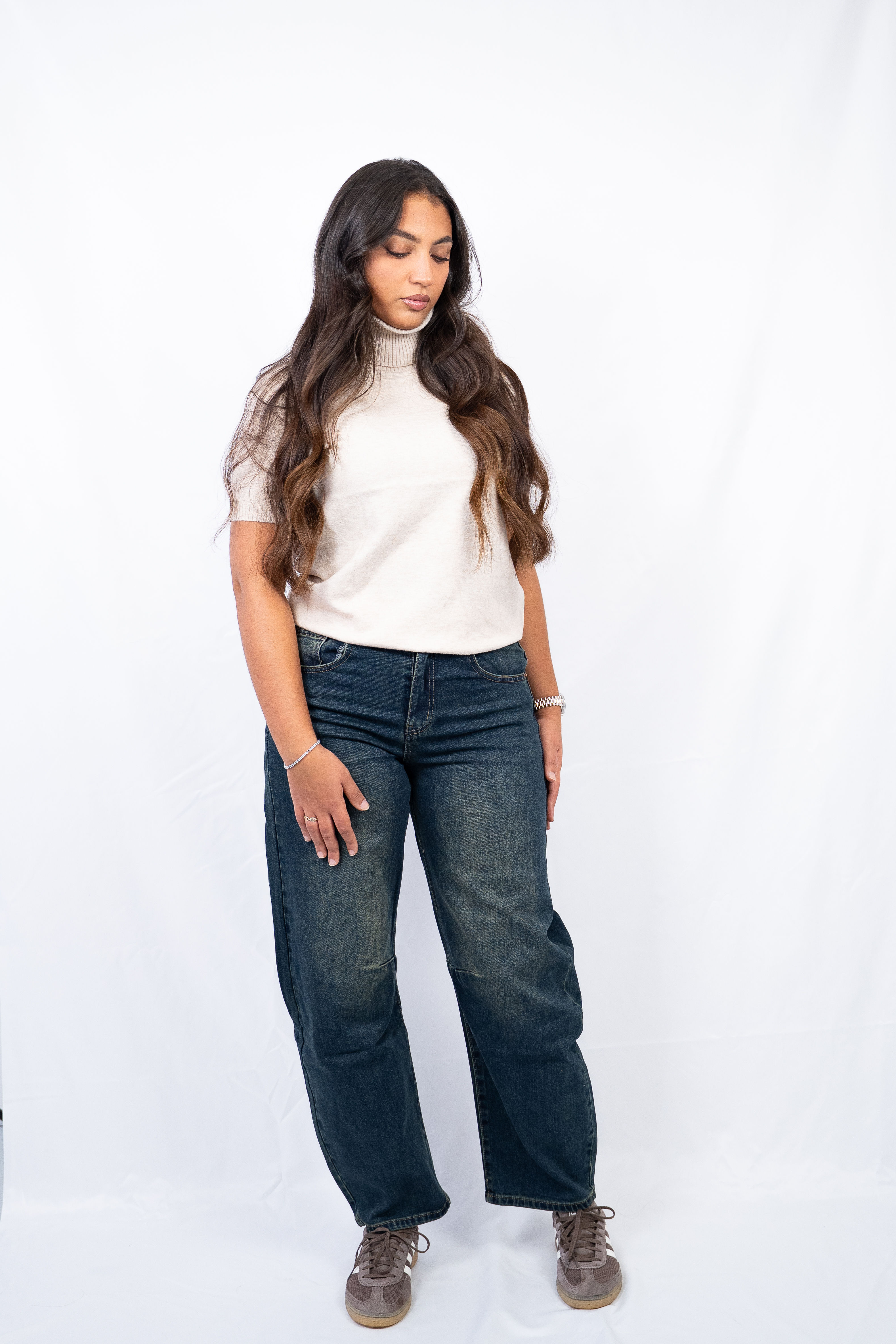 Col roulé demi-manche Beige