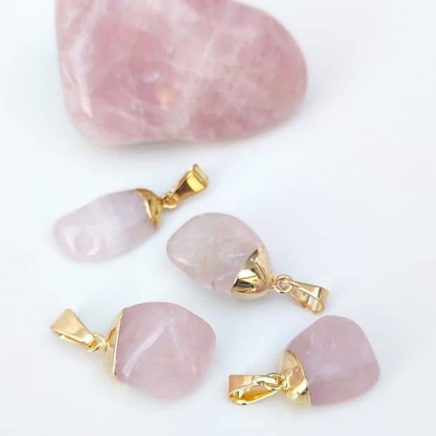 Pingente Rolado Quartzo Rosa