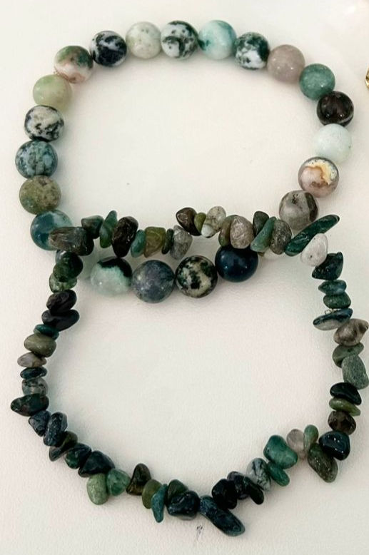 Pulseira Cascalho Ágata Musgo