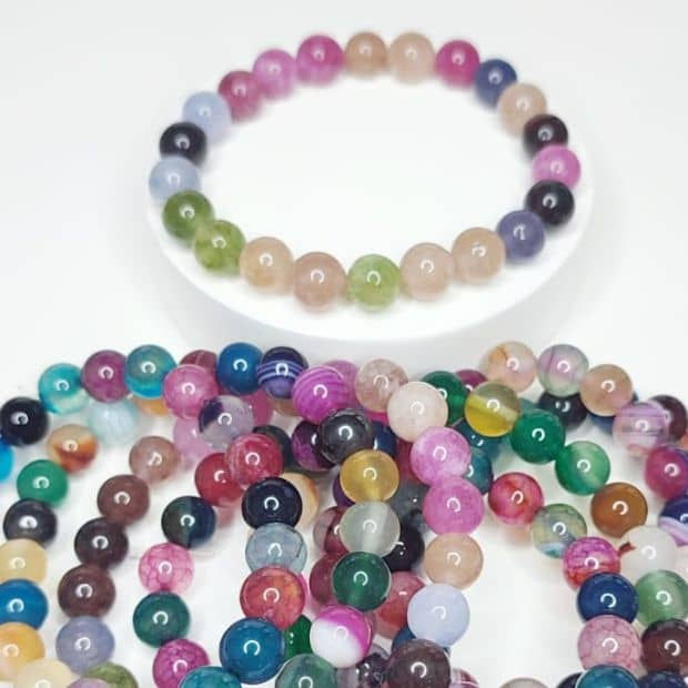 Pulseira Mix de Ágatas Esfera pedras cristais naturais
