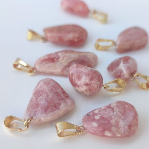 Pingente Rodocrosita - Folheada pedras cristais naturais