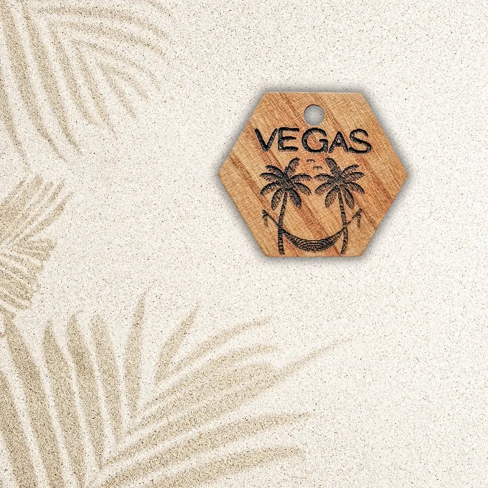 Miniature : Médaille pour chien originale en bois été palmiers