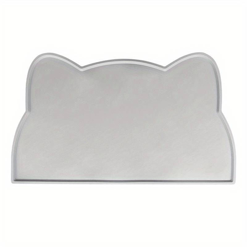 Miniature : Tapis en silicone gris en forme de tête de chat pour gamelles