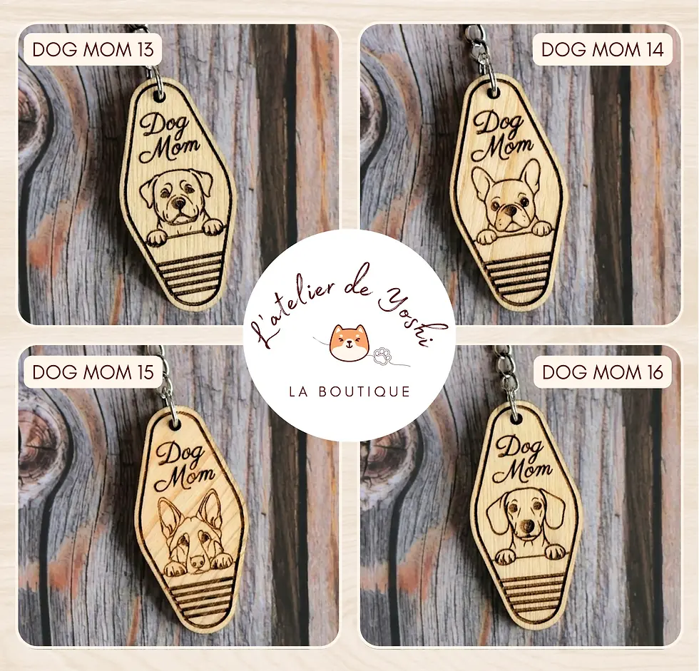Miniature : porte-clés bois chien dog mom
