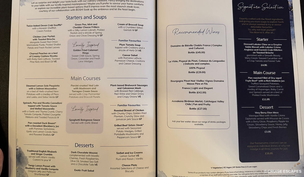 MDR dinner menu day 3