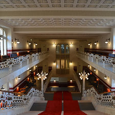Grand staircase in hotel KOZMO Budapest