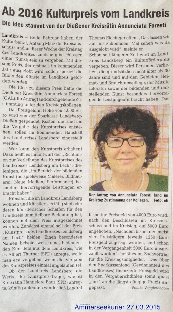 Kunstpreis AK Annunciata Foresti