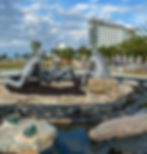 Edison, Ford and Firestone monuments at Centennial Park in downtown Fort Myers