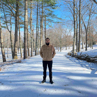 man standing on snow