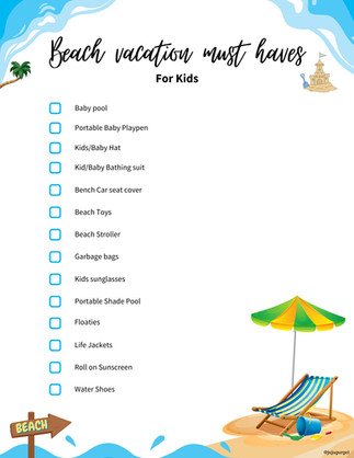 Beach must have checklist for babies