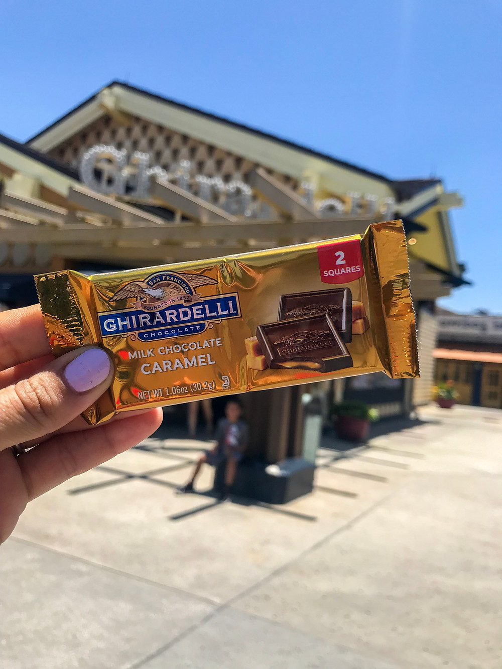 Free chocolate sample at Ghirardelli at Disney Springs