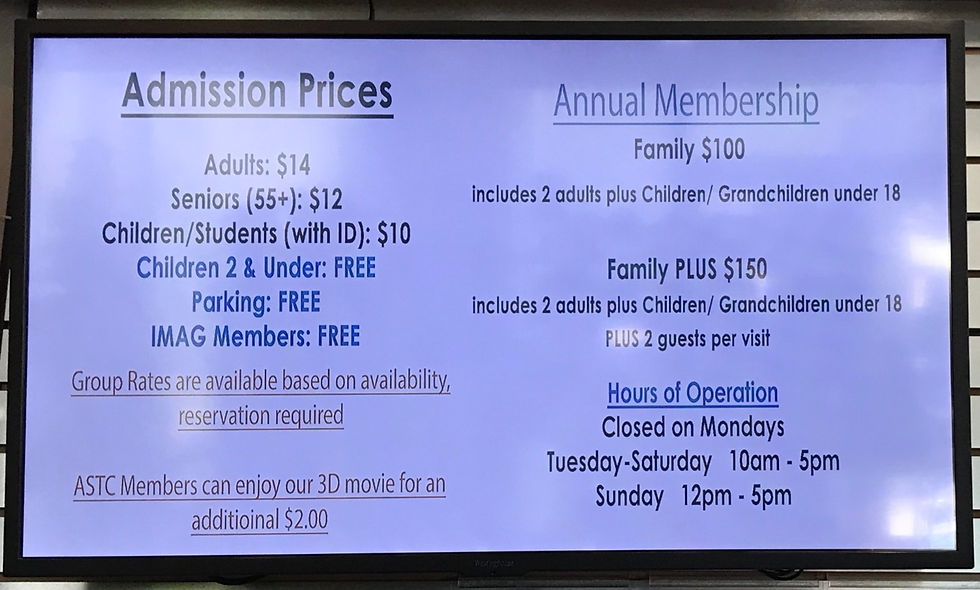 Admission prices for the IMAG