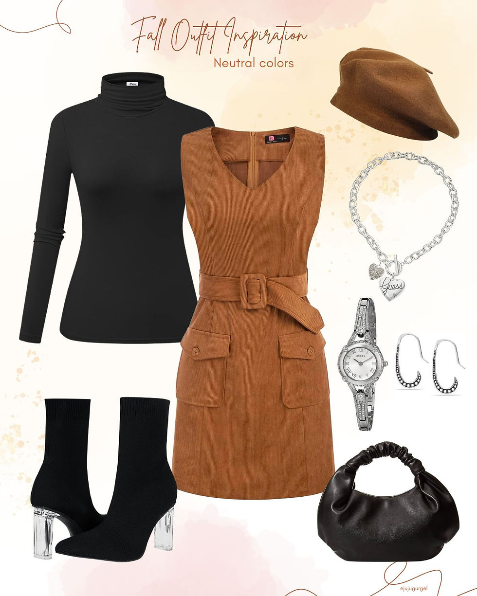 Paris inspired Brown and Black neutral fall outfit