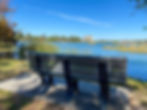 bench overlooking the lake at Lakes Park in Fort Myers