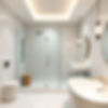 High scale bathrrom with frameless shower door with milimalist approach .jpg