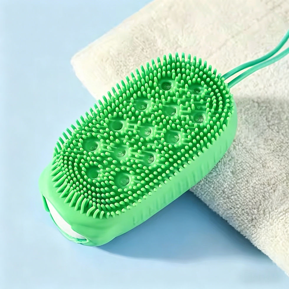 Miniatura: Escova de silicone dupla face, esfoliante, macia, para banho, massagem profunda 