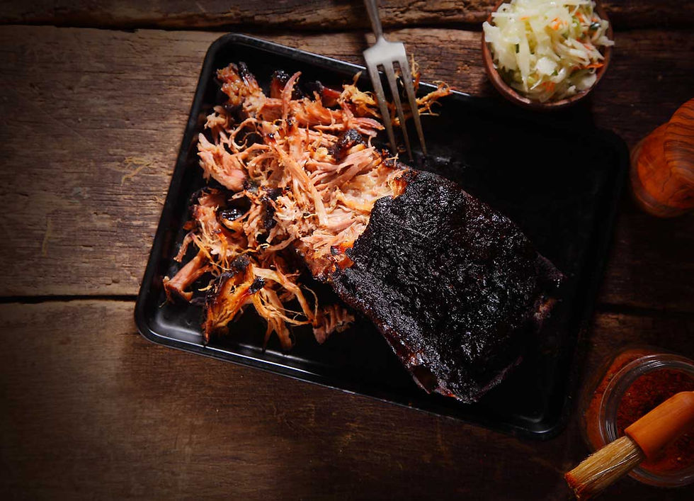 Pulled brisket in a tray.