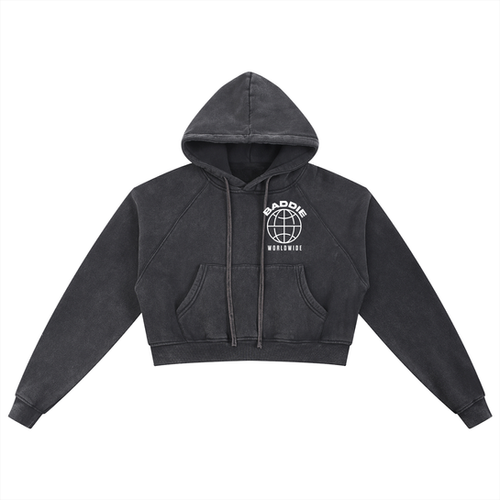 Baddie Worldwide - Snow Washed Cropped Hoodie | Natalie Nunn