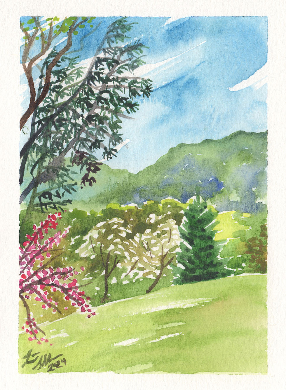 Laura Sellers, Greening I, Watercolor, 7_x5_, 2024