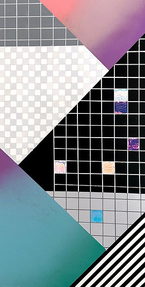 Laura Sellers, White Out, Acrylic, Spray Paint, and Holographic Vinyl on Wood, 24 x 12, 20