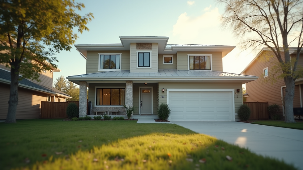Eye-level view of a modern suburban home