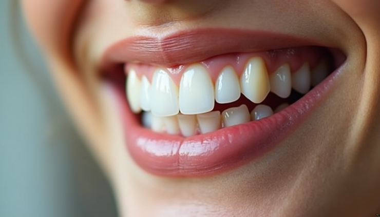 Close-up view of a bright white smile showing healthy teeth