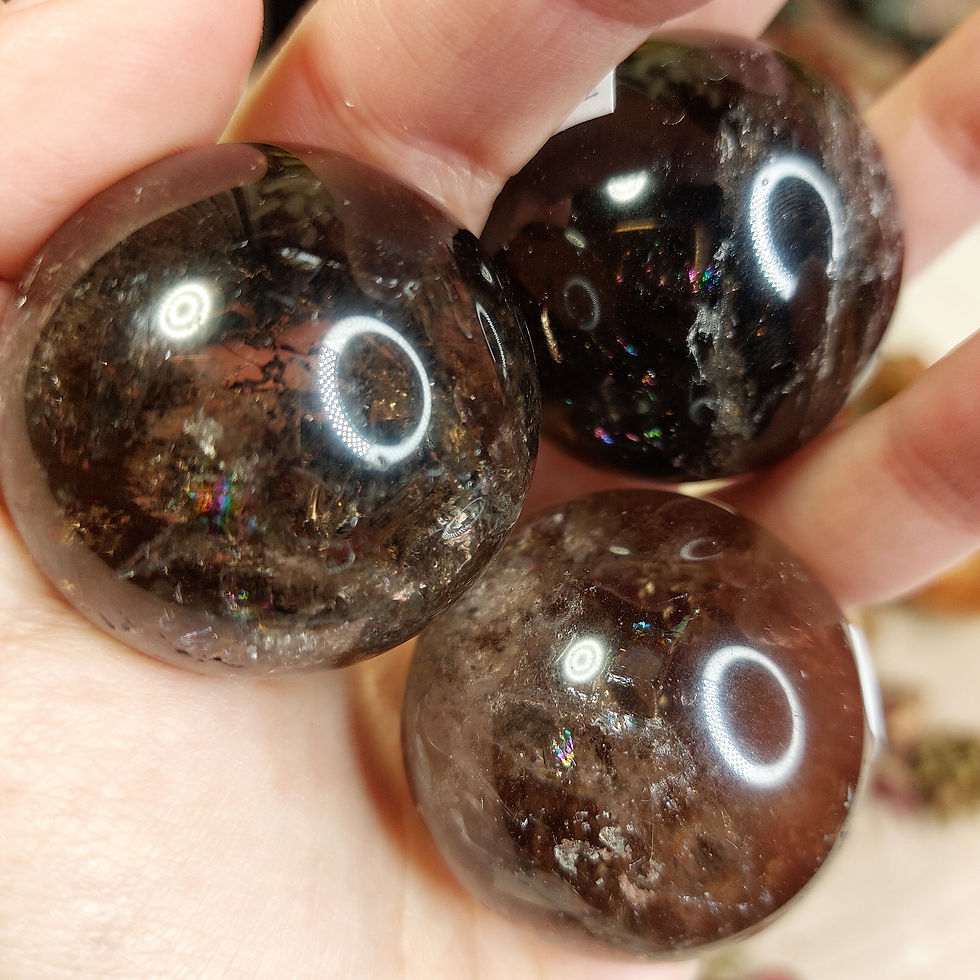 Miniature : Mini sphères de quartz fumé - AA