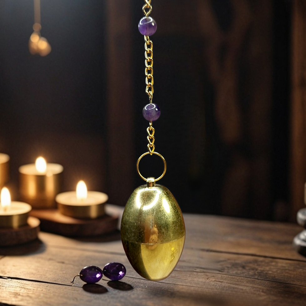 Miniature : Pendule divinatoire en bronze et améthyse