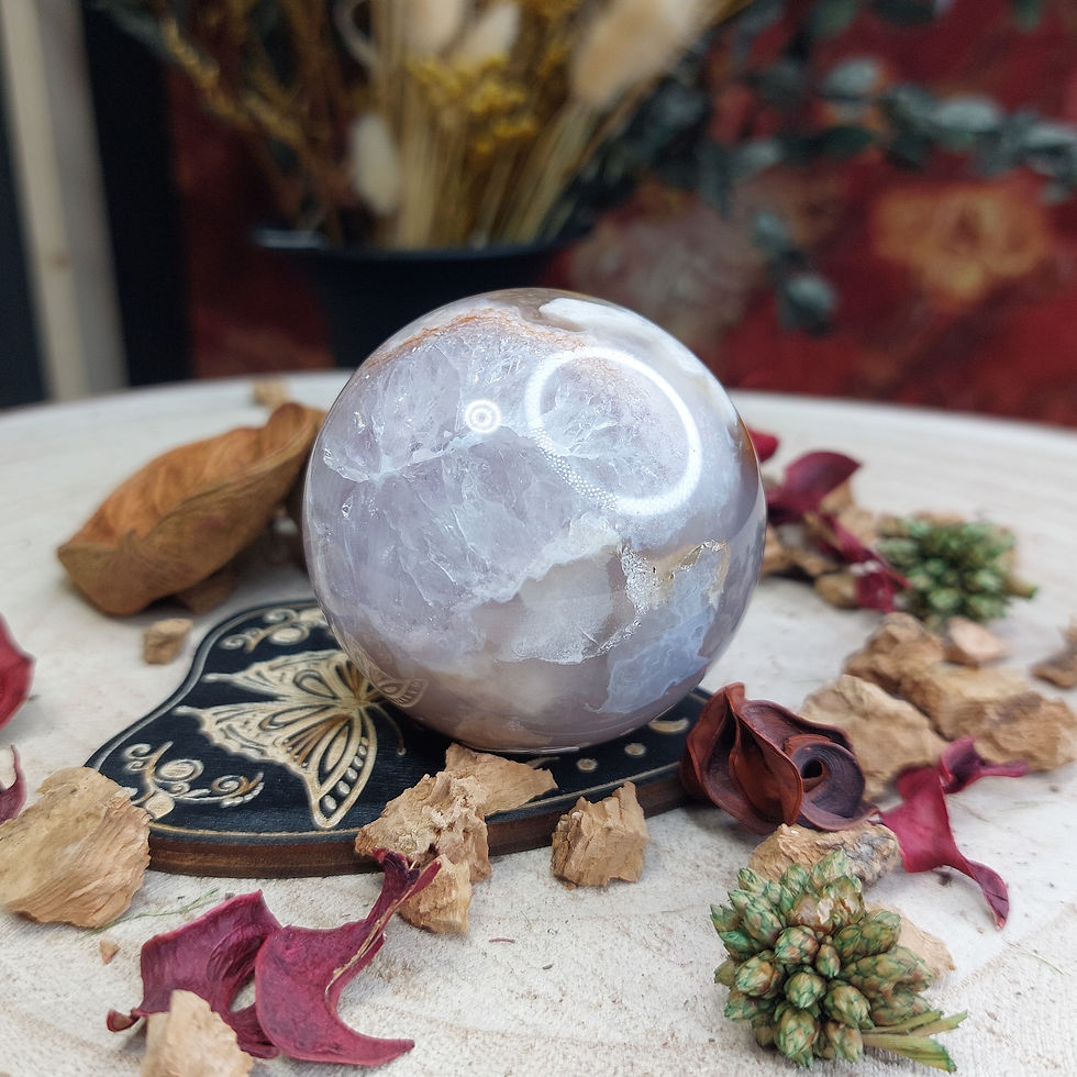 Miniature : Sphères d'agate sakura et améthyste