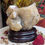 Miniature : Améthyste rose et agate sakura sur support en bois