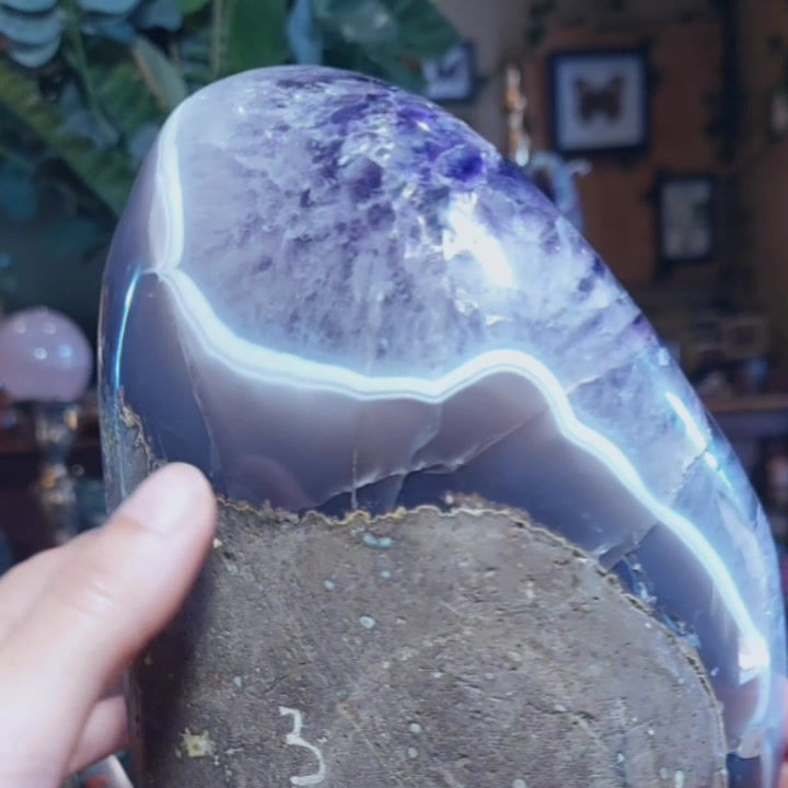 Miniature : Géode d'améthyste agate grise - AAA
