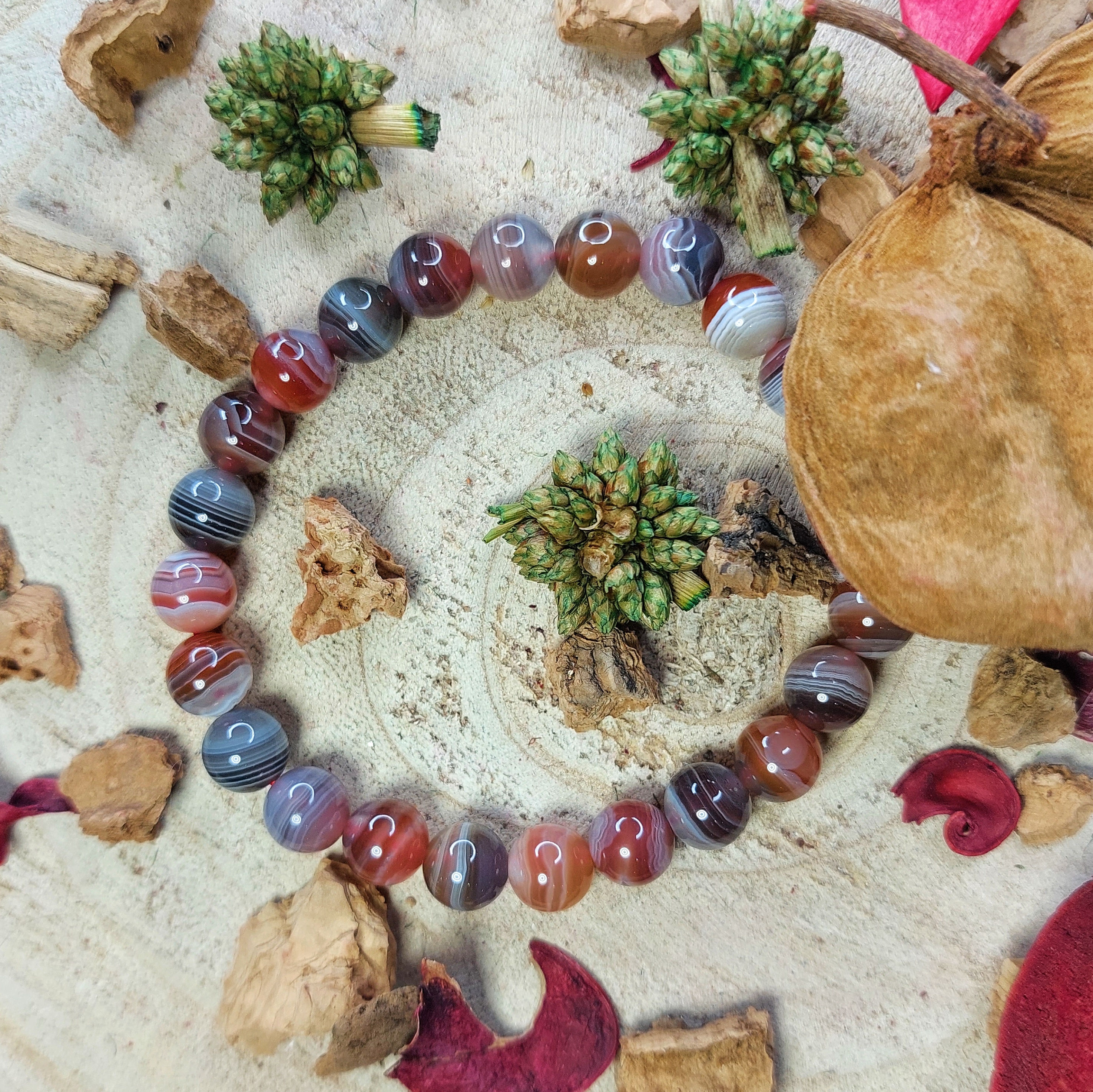 Bracelets agate Botswana rouge