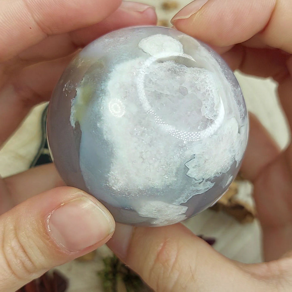 Miniature : Sphères d'agate sakura et améthyste
