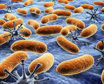 Different pathogen bacteria on the surface. 3d render.jpg
