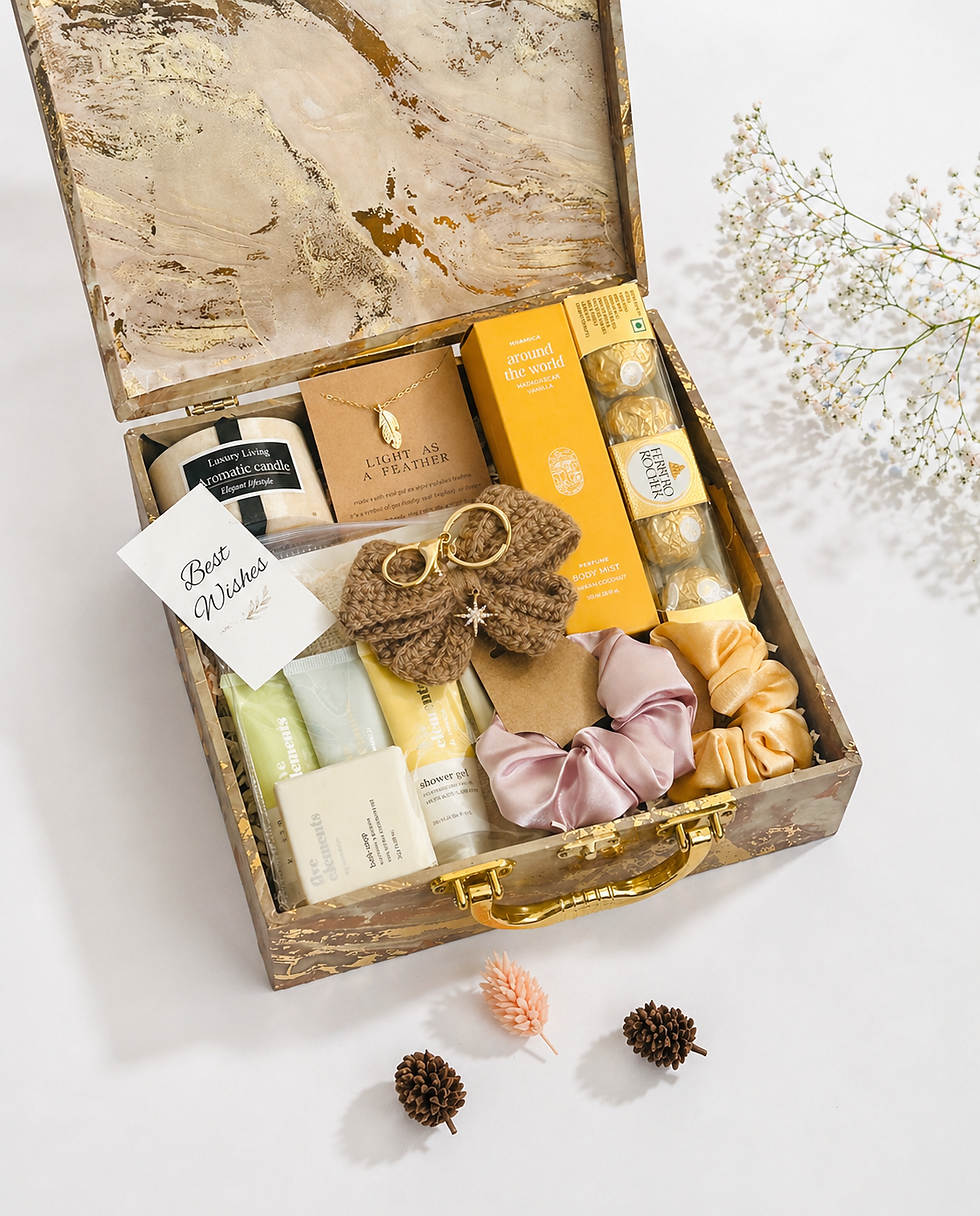 Golden Hour Luxe Box — premium luxury gift hamper with golden and sunset tones, curated gifting, ₹4,750 | Atori