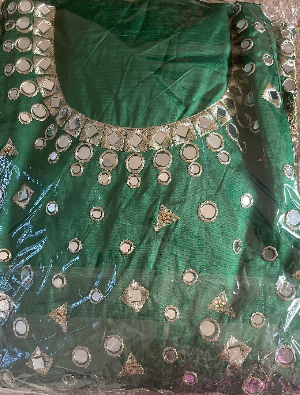 Thumbnail: Semi stitched in 3 colours all mirrors embroidery