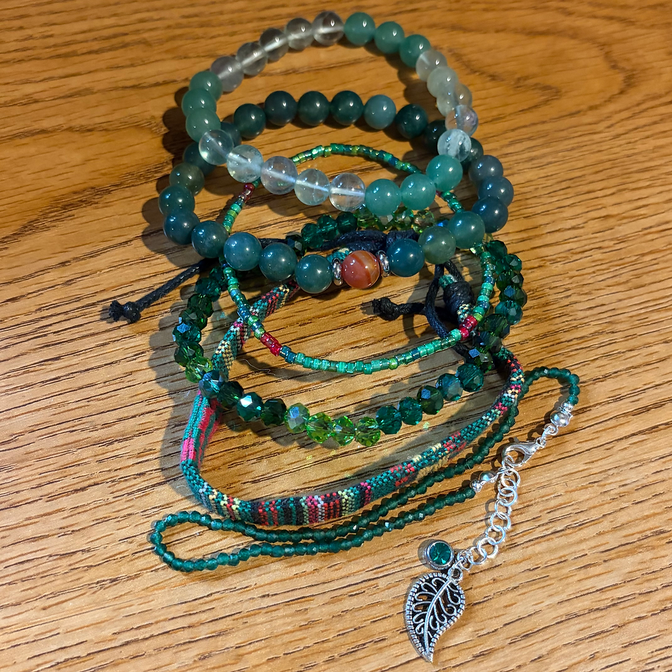 Thumbnail: Verdant Vitality 6-Piece Crystal Bracelet Set Top View