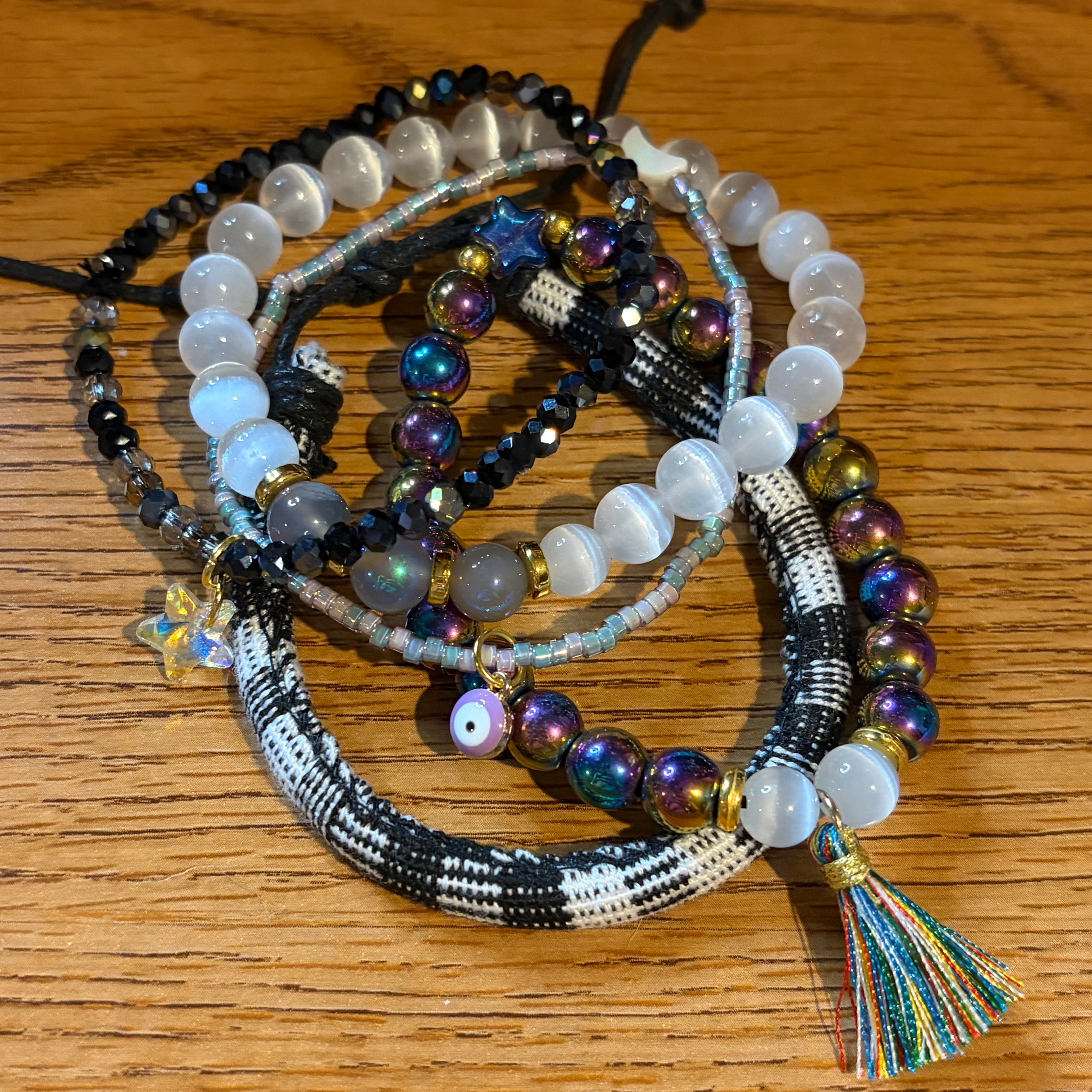 Celestial Shield 5-Piece Crystal Bracelet Set Top View