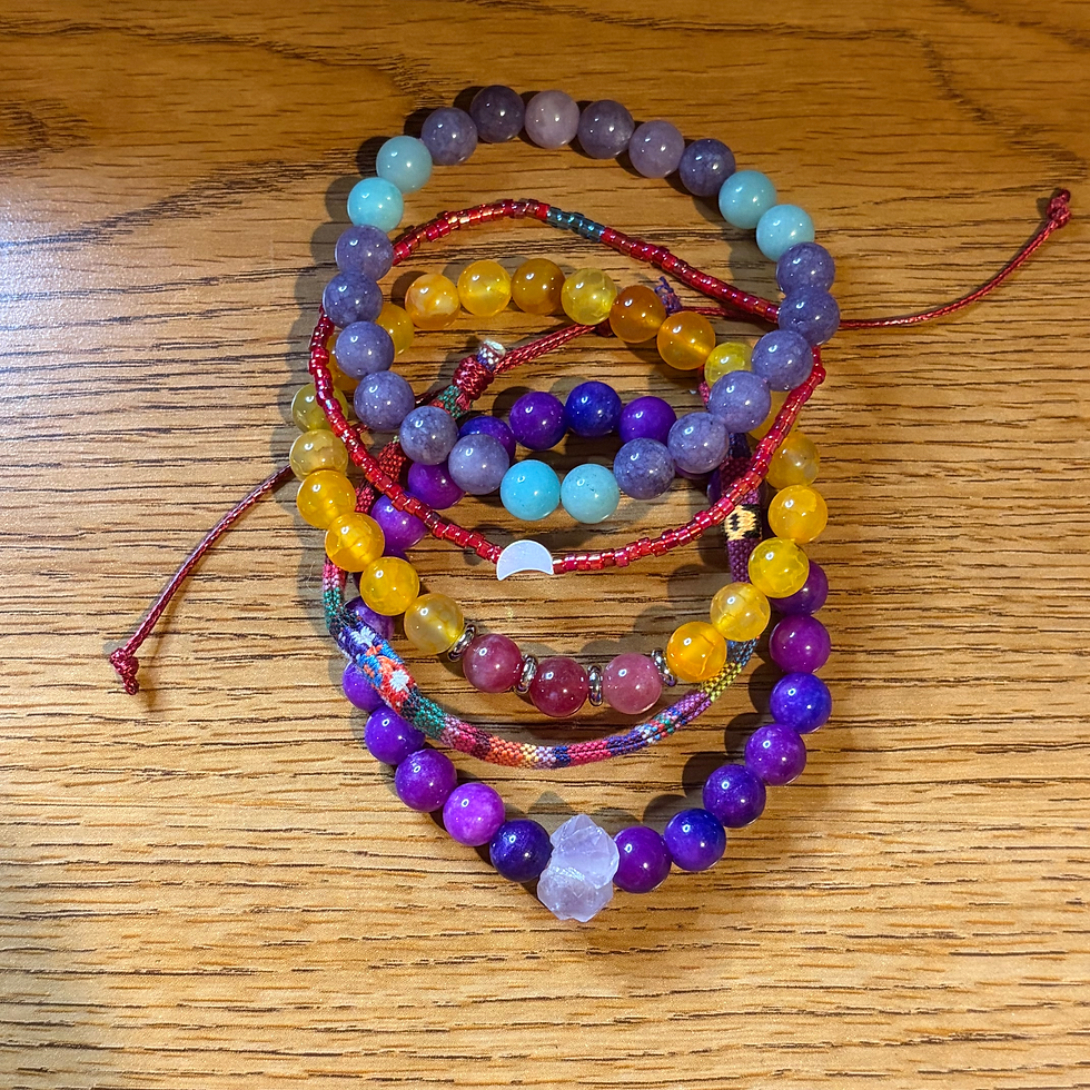 Thumbnail: Tranquil Spectrum 5-Piece Natural Crystal Bracelet Set Top view