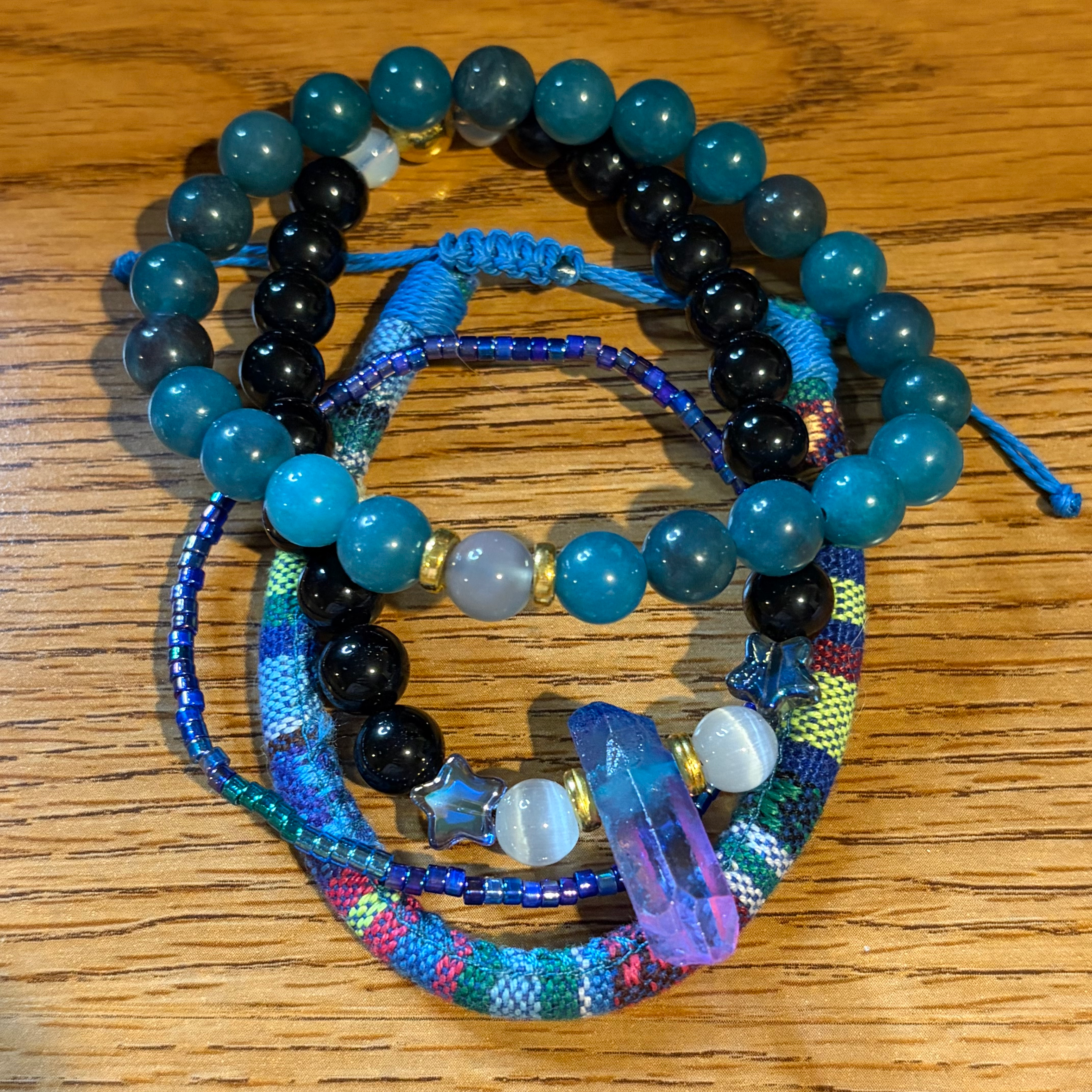 Etheric Shield 4-Piece Energetic Balancing Crystal Bracelet Set Top View