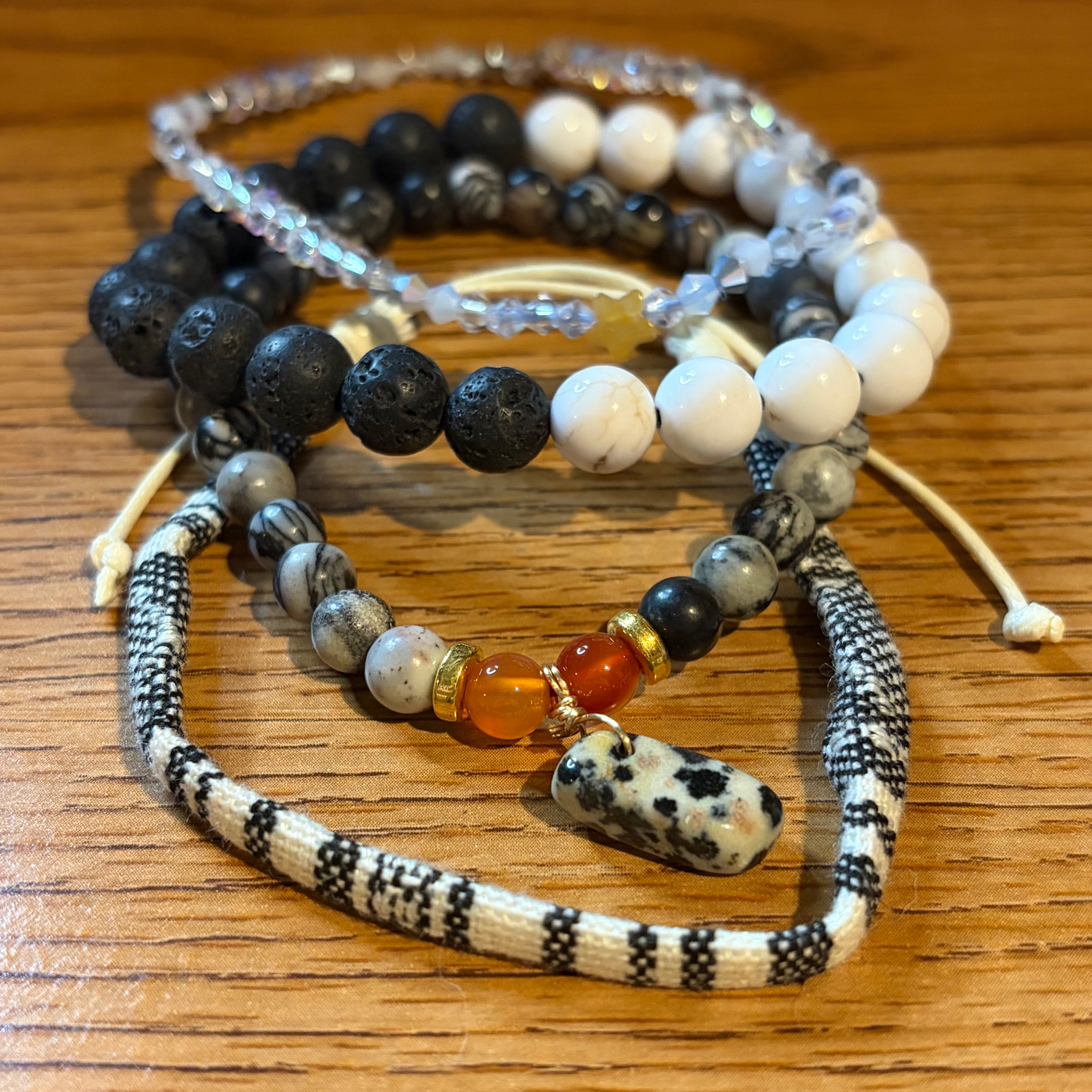 The Grounded Soul 4-Piece Crystal Bracelet Set Front View