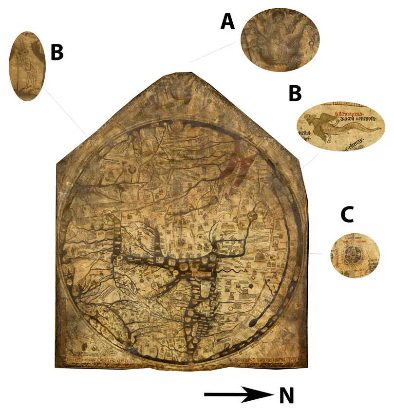 Hereford Mappa Mundi, cerca de 1.200 d.C.