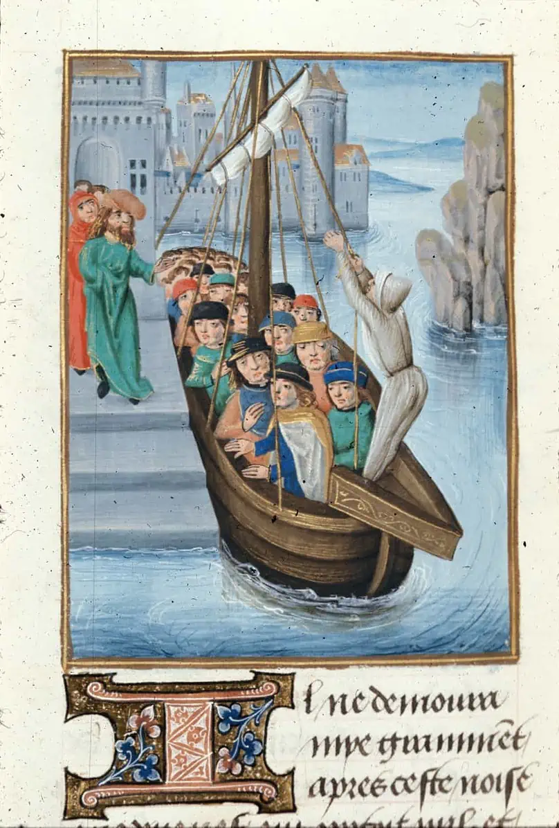 Navio de peregrinos chegando a Damietta