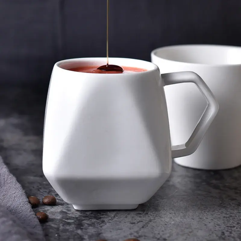 Thumbnail: 1Pc Creative Coffee Mug Pure White Ceramic Mug Tea Mug Milk Latte Coffee